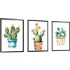 Nacnic ® - Set di 3 Poster cactus con fiori acquerellati - Stampe Decorative da Parete - Quadri Moderni per Soggiorno - Poster da parete di piante, foglie e natura A3-A4 - Senza Cornice
