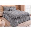 TexLom Trapunta Matrimoniale Renato Balestra Principessa 260x260 cm, Piumone Invernale con Volant e Grande Fiocco Decorativi, Grigio