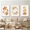 Ueiwffzo Set di 3 poster autunnali a forma di zucca, foglie d'acero, set di immagini da parete per soggiorno, senza cornice, autunno, paesaggio, decorazione da parete per camera da letto (40 x 50 cm