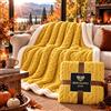 B O S A L O N I HOME Element King Plaid Collection - Plaid XXL 230x200 cm - Coperta Super Morbida in Microfibra Premium - Coperta da Divano e Letto (Giallo Ambra)