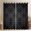 Homemissing Tende in damascato nero per camera da letto (2 pannelli, 167,6 x 228,6 cm) Tende floreali vintage con oscuramento dal 30% al 50%, per ragazzi e ragazze, stile antico vittoriano barocco
