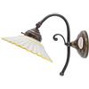 fd-bolletta arredamento e illuminazione Applique ottone brunito,lampada parete con piatto ceramica bordo giallo ar2.Misure:H 21,5cm,Ø piatto 19cm,sporgenza 29cm,Ø base 9,5cm.Le misure sono con piatto.Portalampade attacco Edison E14
