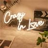 Begooat Targa al neon Crazy in Love, luci al neon USB dimmerabili per parete della camera da letto, festa di nozze, decorazione da parete, regalo per coppie, San Valentino