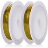MEGAVOW 2 Rotoli 0.4mm x 10m Filo per Gioielli Fai da Te, Filo di Ferro Modellabile, Filo per Fioristi Perline Collane, Fili Metallici per Creazione di Gioielli, Decorazione Confezioni Regalo, Oro