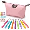 YAMIQUI 24Pcs Uncinetto Set, Kit Uncinetto per Principianti con Borsa Impermeabile | 9 Uncinetti 2-6 mm Accessori Set di Uncinetti Colorato, Impugnatura Ergonomica Morbida per Principianti Adulti Regalo