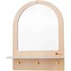 Adena Montessori Montessori - Specchio da parete per bambini, con 3 ganci, in legno, sicuro per la cura di sé, conservazione e decorazione