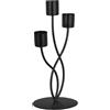 BRIGHTFUFU Portacandele in ferro battuto nero: candelabro vintage a tre bracci - supporto conico per tavoli di matrimonio e riunioni