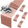 MILVOWOC - Confezione da 5 pezzi, runner da tavola in raso color oro rosa, 30,5 x 274,3 cm, runner da tavola in raso satinato luminoso in tessuto liscio, decorazione per tavolo per matrimonio