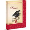 Mareli Album Fotografico Laurea 23X30 Cm 58 Pagine Bianche in Cartoncino Spesso e 2 Pagine Diario Laurea Personalizzabili, Rosso Ghirigori