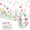 TJYJOY Confezione da 3 tovaglie in plastica con motivi floreali primaverili - Tovaglia con fiori selvatici Copritavolo monouso a tema floreale per baby shower compleanno Decorazioni per feste 51 x 86 pollici