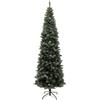 HOMCOM Albero di Natale Innevato Slim Alto 225 cm con 980 Rami Ø80x225 cm | Albero di Natale Artificiale Pieghevole, con Pigne, Base in Acciaio