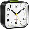 Mepham Sveglia analogica senza ticchettio, a batteria, con allarme potente, funzione snooze, funzionamento silenzioso, display illuminato e design portatile, ideale per chi ha il sonno pesante(Nero)