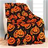 YISUMEI Coperta di Halloween, morbida e accogliente reversibile Jack O Lantern modello zucca, spaventoso divertente horror atmosfera Sense Decor, 150 x 200 cm