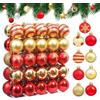 Ruiaqer Palline di Natale, confezione da 50 palline per albero di Natale con confezione regalo, opache, lucide, decorazioni per albero di Natale con gancio, decorazioni natalizie, tema rosso oro