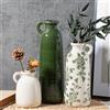 Sawoake Set di 3 vasi in ceramica con manici, colore verde, bianco, neutro, rustico, moderno, stile boho, versatile come centrotavola, cappotto e scaffale, idea regalo unica per la casa