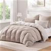 Duvetnova Set Copripiumino 200x200 Marrone/Beige Reversibile, Microfibra Prelavata Super Morbida Effetto Cotone, Certificazione OEKO-TEX, 1 Copripiumino 200x200 + 2 Federe 80x80 cm