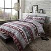 Happy Linen Company Set copripiumino - 100% flanella di cotone pettinato - double face con design scandinavo - Bordeaux - Matrimoniale
