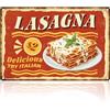 Doodlream Targa da cucina con lasagna, decorazione da parete Try Italy Delicious Food Restaurant, targa in metallo vintage, poster per casa, sala da pranzo, caffetteria, panetteria, decorazione da