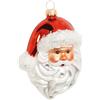 Krebs Glas Lauscha - Decorazione natalizia/decorazione per albero di Natale in vetro - Testa di Babbo Natale con strass - Colore: rosso/bianco - Dimensioni: circa 11 cm