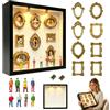NlsqEU Scatola con sagome del museo fai da te con LED, mini cornice vintage con cornice dorata e persone in miniatura, con luce per decorazione della casa, regalo significativo per San Valentino