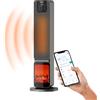 Wintem Stufa a Torre con Effetto fiamma e Controllo da Smartphone con App Caminetto Elettrico Doppia Potenza 800/2000W Display a LED con Telecomando