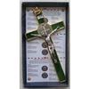 GTBITALY 10.004.21 VERDE croce crocefisso oro dorato san benedetto 20 cm smaltato a mano con scatola regalo e preghiera prete esorcismo esorcista