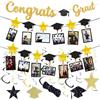 YinnFeen 9 Pezzi Decorazioni Laurea, Glitter Banner Congrats Grad, Striscione di Congratulazioni Ghirlanda con Banner Fotografico di Laurea e Spirale Pendenti per Diploma Master Festa di Laureas
