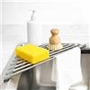 ZephyrHome Scolapiatti da lavello triangolare arrotolabile, scolapiatti pieghevole in acciaio inox con bordi in silicone, griglia sopra lavello, organizer cucina salvaspazio per frutta verdura e stoviglie