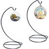 DUOHERESHUI Espositore Ornamentale, 2 Pezzi Palla Di Vetro Ornamenti Titolare Del , Per Appendere Palline Di Vetro, Piante Aeree, Terrario Per Natale,Matrimonio,Casa, Decorazioni Da Giardino (Nero, 23 Cm)