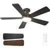 Passky Ventilatore da Soffitto con Luce LED Telecomando (Nero, 107 cm) | 5 Pale Doppia Faccia Silenzioso Motore DC Timer 3 Temperature Colore 6 Velocità Reversibile Estate Inverno Int/Ext Casa