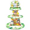 MORAINJAY Alzata per cupcake a 3 livelli con animali della giungla, torre per torte in cartone Safari, decorazioni per feste di compleanno dello zoo, forniture centrotavola per dessert con animali