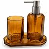 G.mütlich Set di accessori da bagno in vetro, dispenser di sapone | Set decorativo da bagno, 3 pezzi