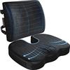 FORTEM Cuscino Sedia Ufficio, Supporto Lombare Auto, Ergonomico L | Memory Foam, Fodera Traspirante e Lavabile, Base Antiscivolo, Cinghia Regolabile Per Gaming
