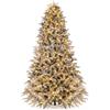 COSTWAY Albero di Natale Innevato 240/270 cm, Albero di Natale Innevato Pre-illuminato con 460/600 Luci LED Bianco Caldo, 1646/2198 Punte di Rami e Base in Metallo Pieghevole (240 cm)