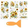 OLYCRAFT 3 fogli/Set Adesivi Trasferibili con Girasoli per Mobili e Artigianato 15x30cm Adesivi Trasferibili con Fiori Acquerellati con 1 raschietti per Decorazioni In Legno per Armadi e Case
