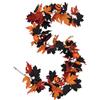 FOSDICK Ghirlanda Halloween di Zucca Foglie d'Acero, Ghirlande Autunnali | 173cm Nera Arancione Ghirlanda Autunnale di Foglie d'Acero Zucca Per Halloween Decorazioni Casa Interno Mantello Porta Camino