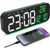 Foyucool Sveglia Digitale da Comodino con Doppio Allarme per Dormiglioni | Orologio Alimentato a Rete con Batteria di Backup, 4 Livelli di Luminosità, Luce Notturna Ambiente, Timer, USB