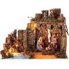 Holyart Capanna Natività 35x20x20cm con statue e luci presepe 10-12 cm
