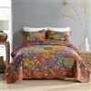 Qucover Trapunta patchwork matrimoniale, colori misti, arancione, giallo, blu, copriletto trapuntato matrimoniale, vero patchwork in stile americano, copriletto fatto a mano, 100% cotone, con 2 federe