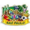 Quwsne Magnete da frigorifero Sao Paulo Brasile magnete da frigorifero souvenir da viaggio in città regali turistici 3D classici punti di riferimento artigianali fatti a mano decorazione della casa