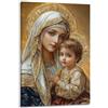 WJDYMX Christianity Madonna col Bambino con sfondo dorato.jpg Quadro decorativo da parete su tela e decorazione moderna per la camera da letto 20 x 30 cm