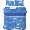 HOME ZEN HOUSEHOLD LINEN set completo lenzuola sopra lenzuolo sotto angoli e federe in tessuto di flanella anti reumatismi di poliestere e cotone (piazza e mezza, cielo stellato)