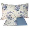 Bellora Completo Lenzuola Due Piazze in Percalle art. Bouquet (Azzurro) | 100% Percalle di puro cotone