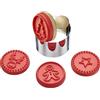 Westmark Set di Stampini per Biscotti, 6 Pezzi, Con 4 Motivi Natalizi, Ø ca. 5 cm, Acciaio Inox/Legno/Silicone, Argento/Marrone Chiaro/Rosso, 30352260