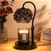 NOREMIA Lussuosa lampada riscaldante con timer, paralume in pietra preziosa di cristallo e base premium, scaldacera regolabile per decorare la casa (Black)