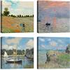 LuxHomeDecor Quadri Claude Monet 4 pezzi 30x30 cm Stampa su Tela con Telaio in Legno Arredamento Arte Arredo