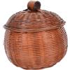 TOYANDONA Cestino vintage a forma di zucca in vimini con coperchio, per tenere al caldo, per uova, verdura o frutta, per scrivania, cucina