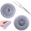 SEASJHBAY Set di 2 filtri di scarico in silicone con ventosa, filtro flessibile in TPR per doccia, vasca da bagno, lavandino e cucina, doppia filtrazione contro capelli e odori, antiscivolo, facile da pulire