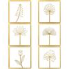 YunBey 6 pezzi di decorazione murale in metallo dorato con motivi floreali | Arte murale minimalista per il soggiorno, decorazione moderna per la camera da letto, appendini murali in stile scandinavo