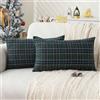 Jayusaror Cuscini Natalizi per Divano Verde 30x50 Tartan Scozzese Copricuscini Natalizie Decorativi Plaid Morbidi Christmas Natalizio Federe Cuscini Natale Decorazioni per Casa 2 Pezzi